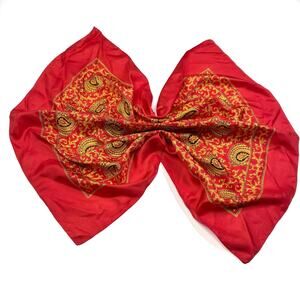 Liberty of London Vintage Red Paisley Bandana Western Silk Scarf 26” Square